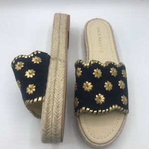 Jack Rogers Navy & Gold Espadrille Sandal New